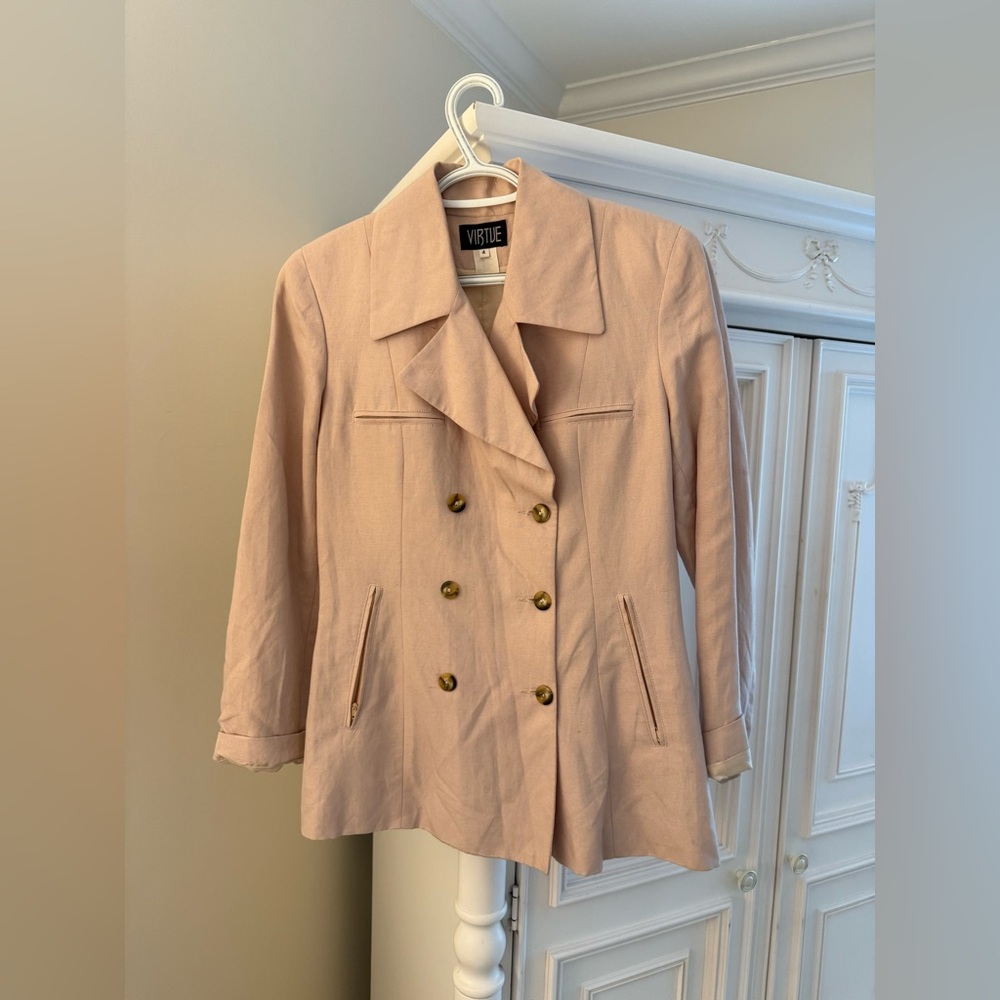 Women's Tan Double-Breasted Jacket